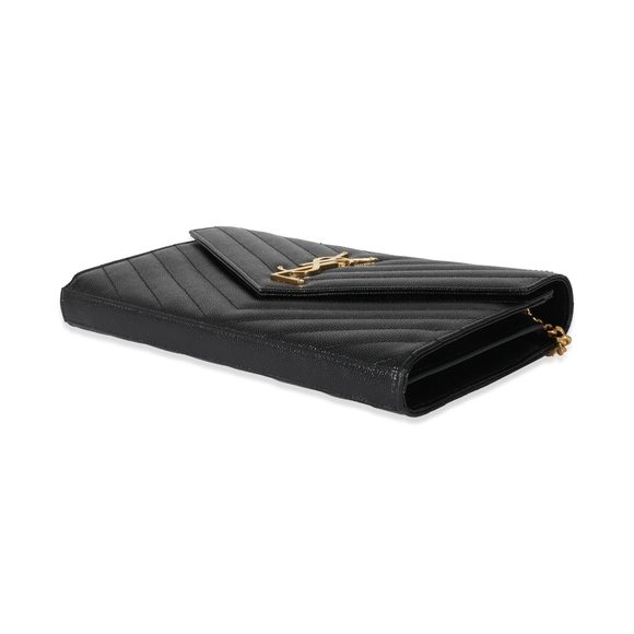 Saint Laurent Black Cassandre Matelasse Envelope Chain Wallet - Picture 7 of 8